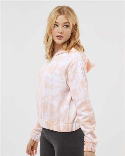MV Sport Women's Sueded Fleece Tie-Dyed Crop Hooded Sweatshirt W23718