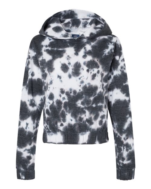 MV Sport Women's Sueded Fleece Tie-Dyed Crop Hooded Sweatshirt W23718