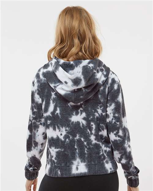 MV Sport Women's Sueded Fleece Tie-Dyed Crop Hooded Sweatshirt W23718