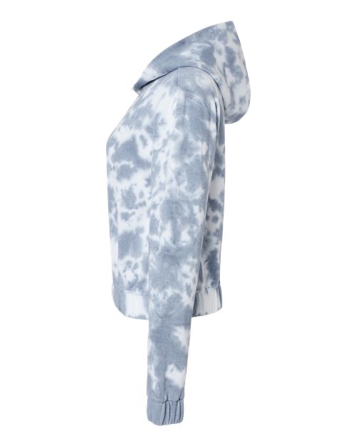 MV Sport Women's Sueded Fleece Tie-Dyed Crop Hooded Sweatshirt W23718
