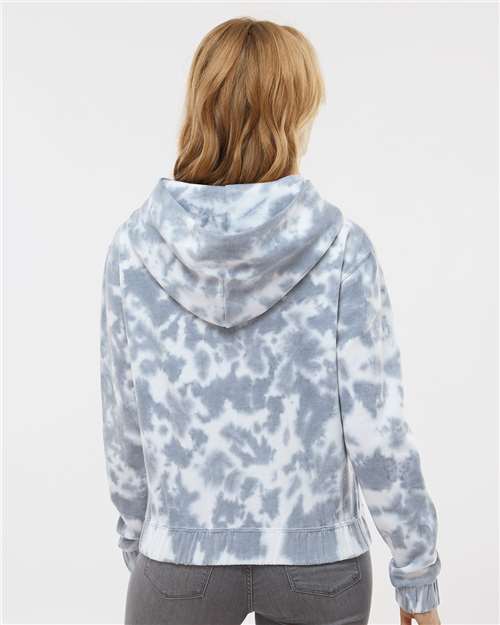 MV Sport Women's Sueded Fleece Tie-Dyed Crop Hooded Sweatshirt W23718