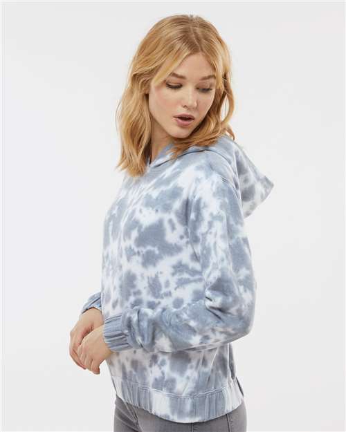 MV Sport Women's Sueded Fleece Tie-Dyed Crop Hooded Sweatshirt W23718
