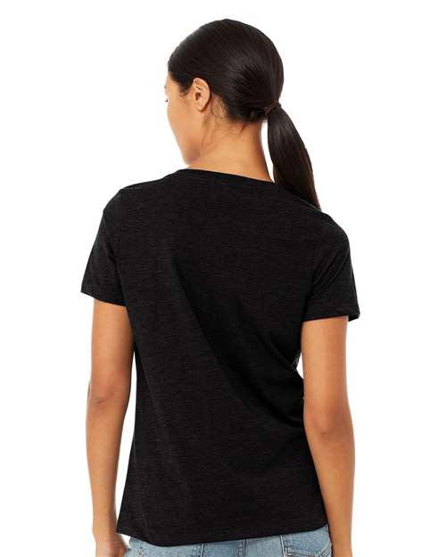 BELLA + CANVAS Women's Relaxed Heather CVC V-Neck Tee 6405CVC Custom Embroidered Business Logo