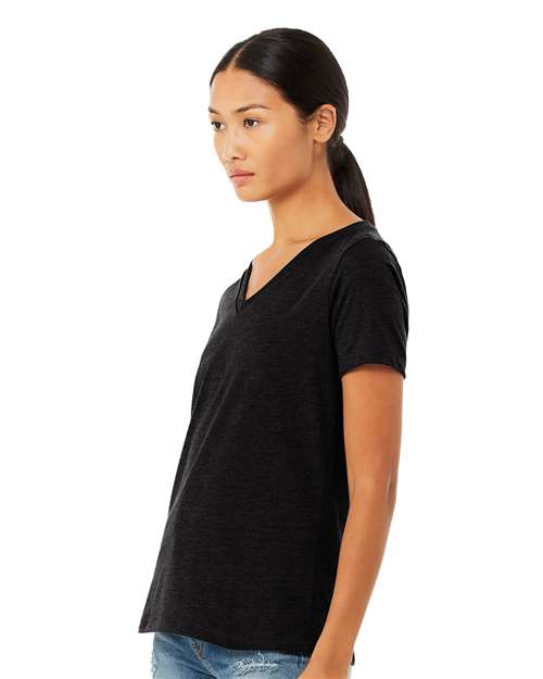 BELLA + CANVAS Women's Relaxed Heather CVC V-Neck Tee 6405CVC Custom Embroidered Business Logo