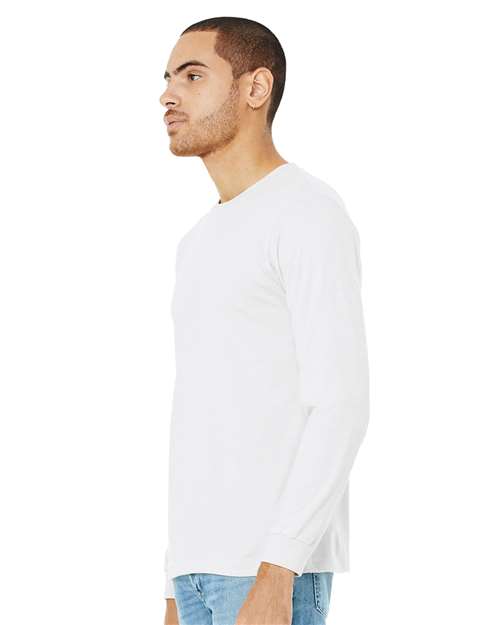 BELLA + CANVAS Heather CVC Long Sleeve Tee 3501CVC Solid White Blend Custom Embroidered Business Logo