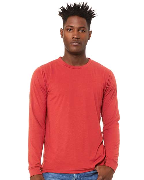 BELLA + CANVAS Triblend Long Sleeve Tee 3513 Olive Triblend Custom Embroidered Business Logo