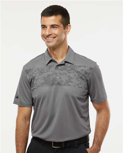 Custom Embroidered Adidas Camo Chest Print Polo A585