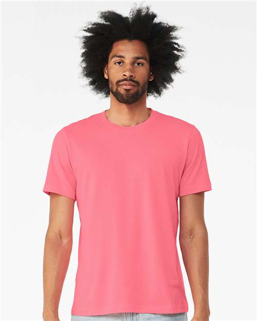 Custom Embroidered BELLA + CANVAS CVC Jersey Tee 3001CVC Neon Pink