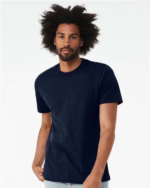 Custom Embroidered BELLA + CANVAS CVC Jersey Tee 3001CVC Solid Navy Blend