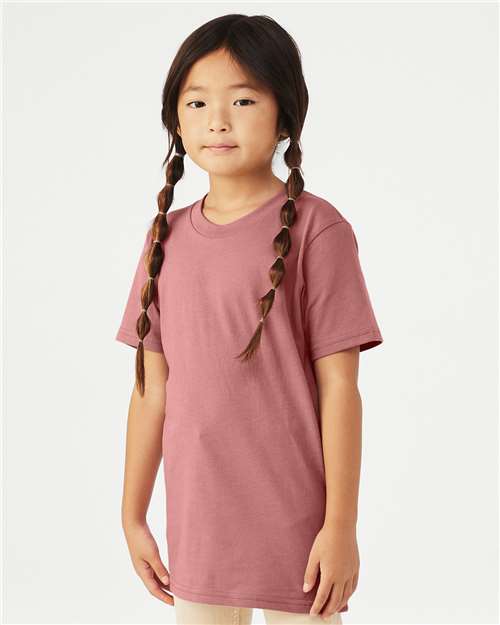 BELLA + CANVAS Youth Jersey Tee 3001Y Mauve Custom Embroidered Business Logo