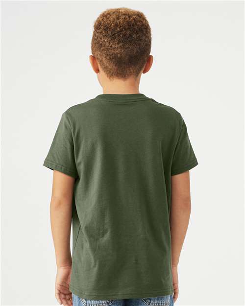 BELLA + CANVAS Youth Jersey Tee 3001Y Military Green Custom Embroidered Business Logo