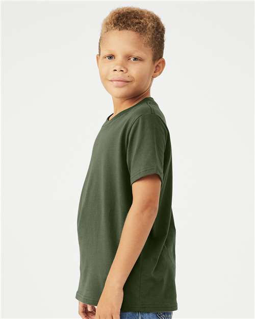 BELLA + CANVAS Youth Jersey Tee 3001Y Military Green Custom Embroidered Business Logo