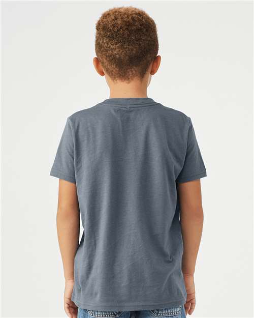 BELLA + CANVAS Youth Jersey Tee 3001Y Steel Blue Custom Embroidered Business Logo