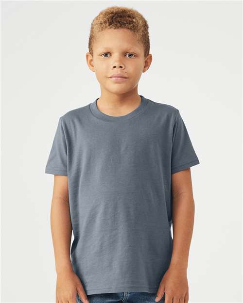 Custom Embroidered BELLA + CANVAS Youth Jersey Tee 3001Y Steel Blue