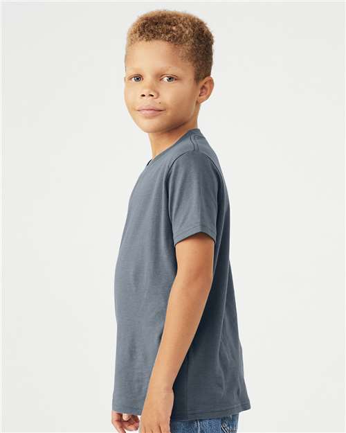 BELLA + CANVAS Youth Jersey Tee 3001Y Steel Blue Custom Embroidered Business Logo