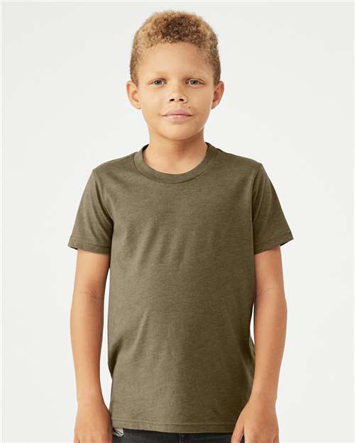 Custom Embroidered BELLA + CANVAS Youth CVC Jersey Tee 3001YCVC Heather Olive