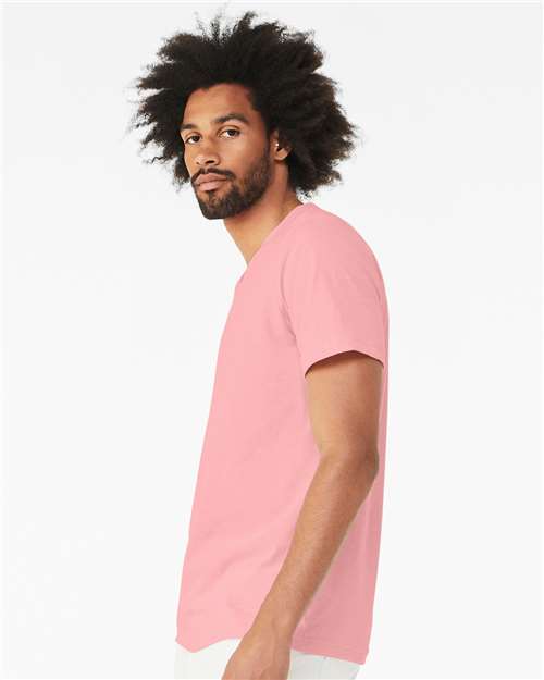 BELLA + CANVAS Jersey V-Neck Tee 3005 Pink Custom Embroidered Business Logo