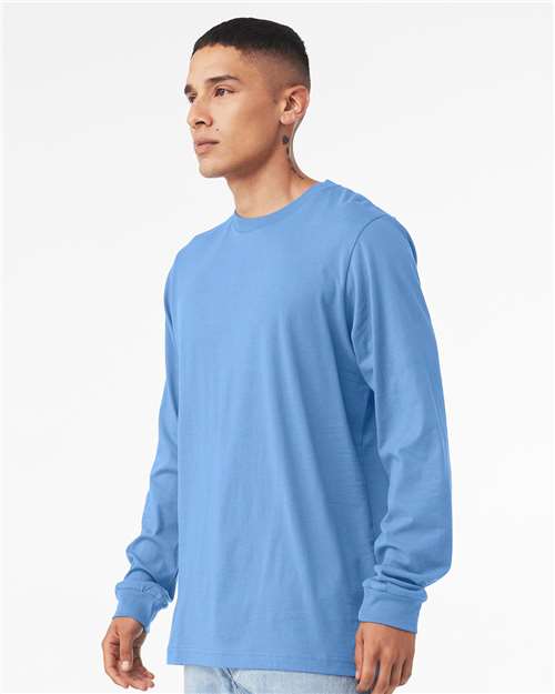 BELLA + CANVAS Heather CVC Long Sleeve Tee 3501CVC Heather Carolina Blue Custom Embroidered Business Logo