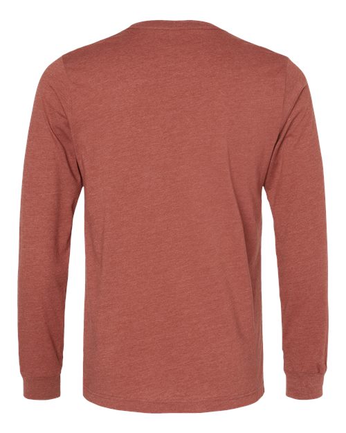 BELLA + CANVAS Heather CVC Long Sleeve Tee 3501CVC Heather Carolina Blue Custom Embroidered Business Logo