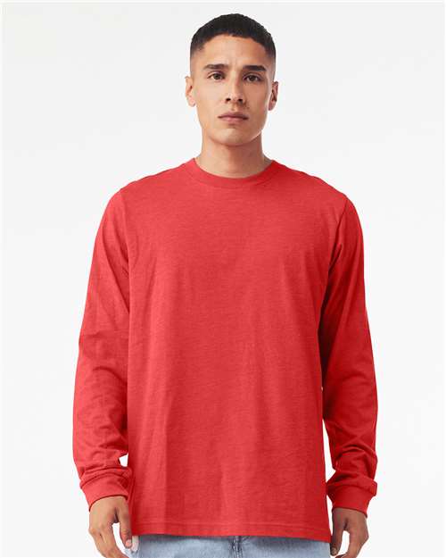 Custom Embroidered BELLA + CANVAS Heather CVC Long Sleeve Tee 3501CVC Heather Red