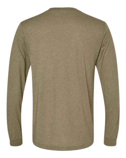 BELLA + CANVAS Triblend Long Sleeve Tee 3513 Olive Triblend Custom Embroidered Business Logo