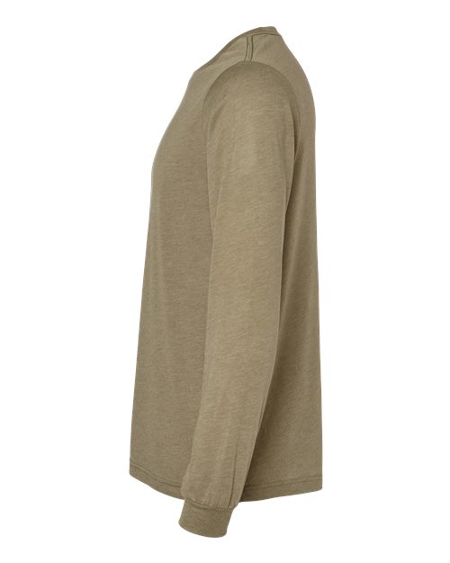 BELLA + CANVAS Triblend Long Sleeve Tee 3513 Olive Triblend Custom Embroidered Business Logo