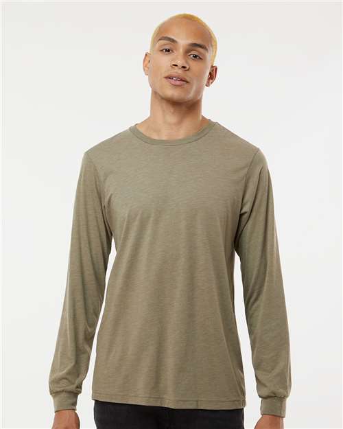 Custom Embroidered BELLA + CANVAS Triblend Long Sleeve Tee 3513 Olive Triblend