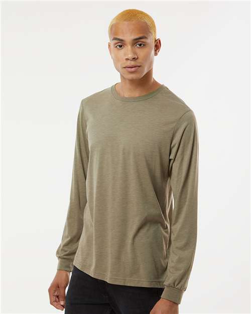 BELLA + CANVAS Triblend Long Sleeve Tee 3513 Olive Triblend Custom Embroidered Business Logo