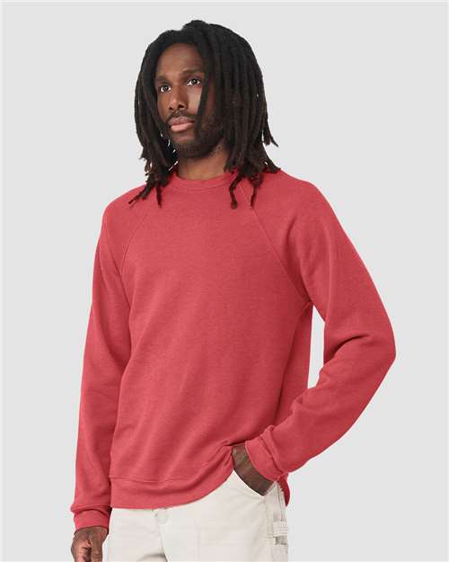 BELLA + CANVAS Sponge Fleece Raglan Crewneck Sweatshirt 3901 Custom Embroidered Business Logo