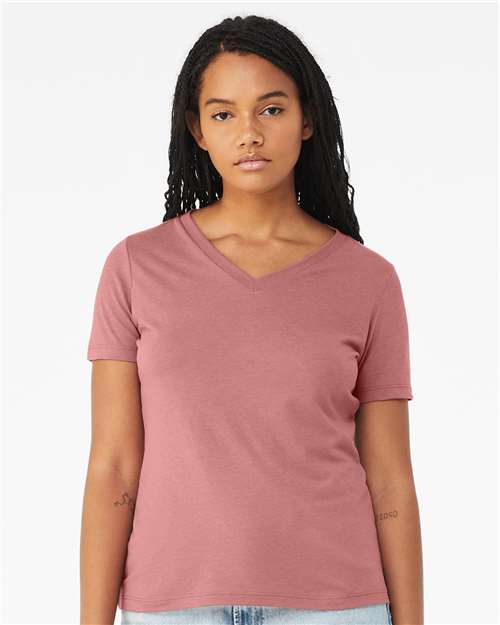 Custom Embroidered BELLA + CANVAS Women's Relaxed Triblend Short Sleeve V-Neck Tee 6415