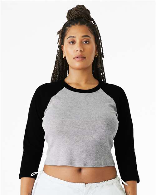 Custom Embroidered BELLA + CANVAS Women's Micro Rib 3/4 Raglan Sleeve Baby Tee 1200