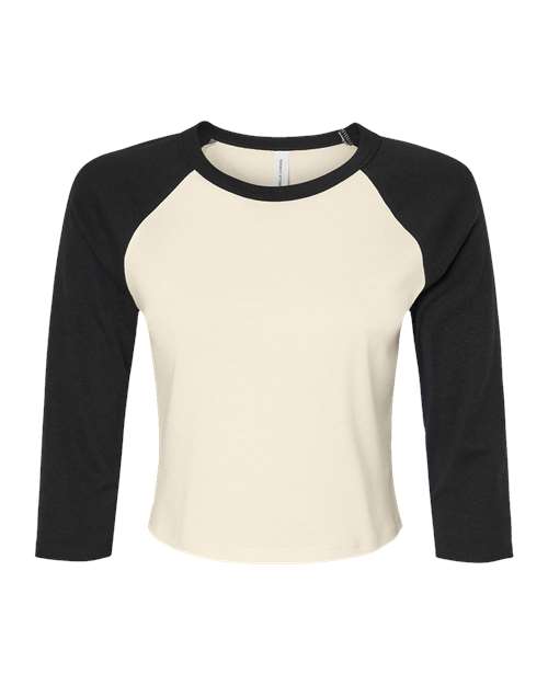 BELLA + CANVAS Women's Micro Rib 3/4 Raglan Sleeve Baby Tee 1200 Custom Embroidered Business Logo