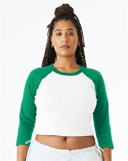 Custom Embroidered BELLA + CANVAS Women's Micro Rib 3/4 Raglan Sleeve Baby Tee 1200