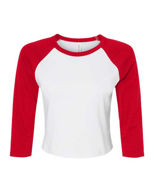 BELLA + CANVAS Women's Micro Rib 3/4 Raglan Sleeve Baby Tee 1200 Custom Embroidered Business Logo