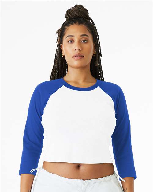 Custom Embroidered BELLA + CANVAS Women's Micro Rib 3/4 Raglan Sleeve Baby Tee 1200