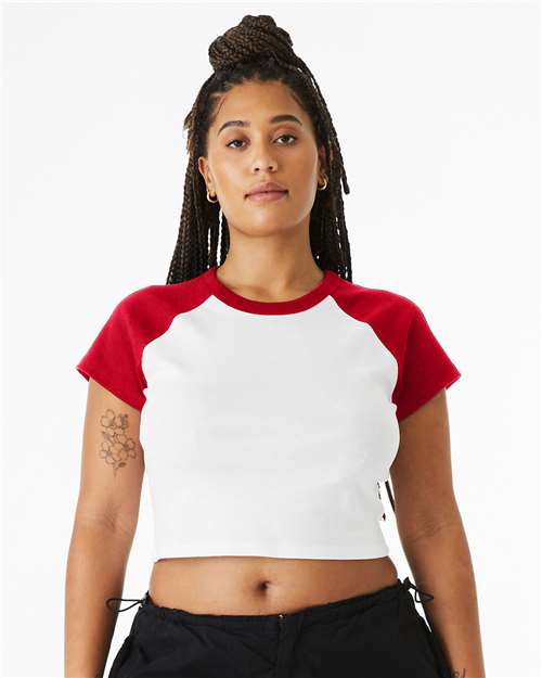 Custom Embroidered BELLA + CANVAS Women's Micro Rib Raglan Baby Tee 1201