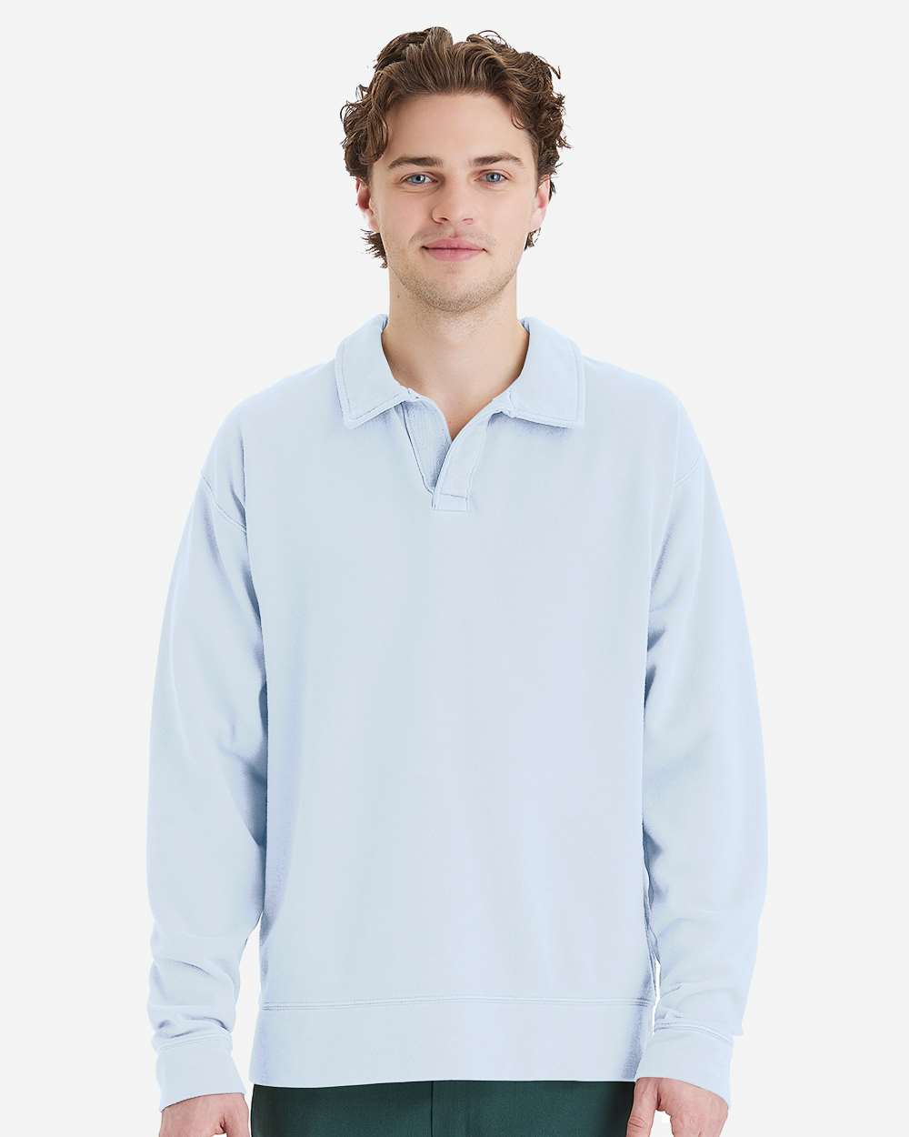ComfortWash by Hanes Garment-Dyed Polo Collar Sweatshirt GDH490