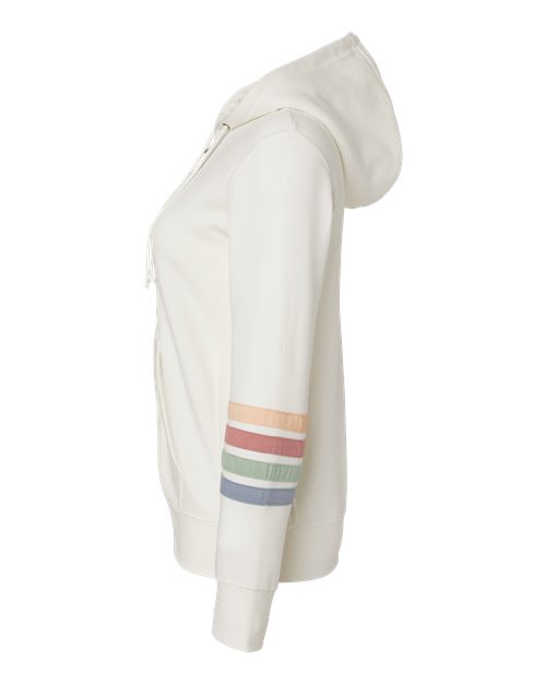 MV Sport Women's Striped Sleeves Full-Zip Hooded Sweatshirt W22732