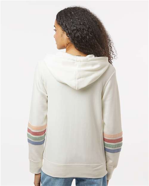 MV Sport Women's Striped Sleeves Full-Zip Hooded Sweatshirt W22732