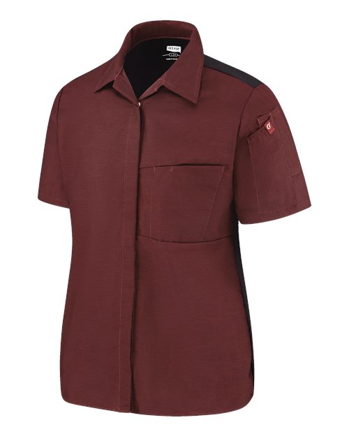 Chef Designs Women's Poplin Airflow Cook Shirt with OilBlok 501W Custom Embroidered Business Logo