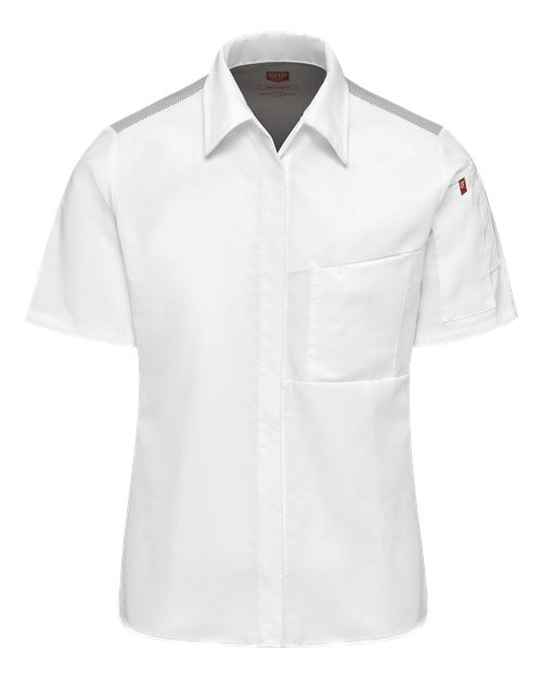 Chef Designs Women's Poplin Airflow Cook Shirt with OilBlok 501W Custom Embroidered Business Logo