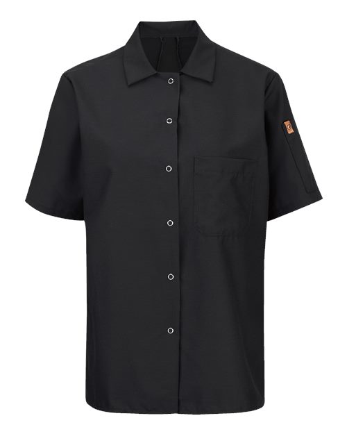 Chef Designs Women's Poplin Airflow Cook Shirt with OilBlok 501W Custom Embroidered Business Logo