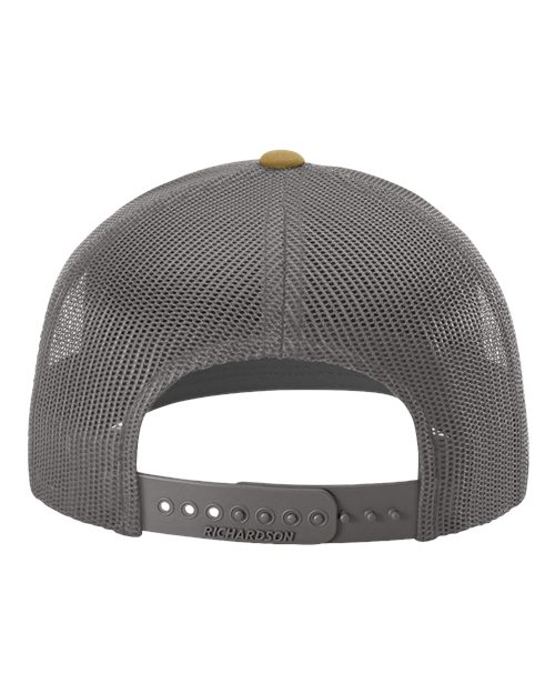 Richardson Snapback Trucker Cap 112 Mink Beige/ Charcoal/ Amber Gold Custom Embroidered Business Logo