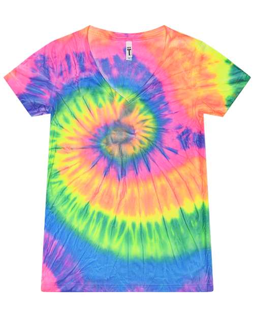 Colortone Women's Tie-Dyed V-Neck T-Shirt 1075