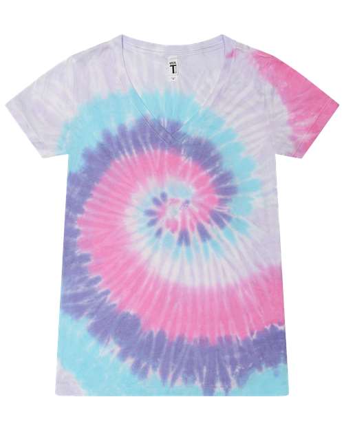 Colortone Women's Tie-Dyed V-Neck T-Shirt 1075