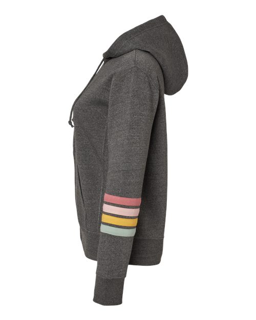 MV Sport Women's Striped Sleeves Full-Zip Hooded Sweatshirt W22732