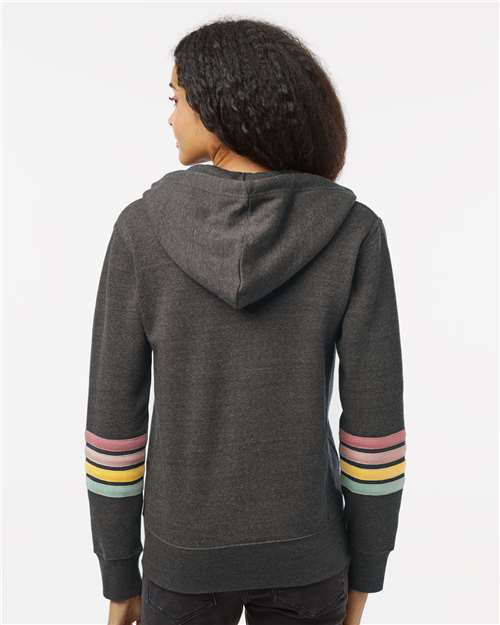 MV Sport Women's Striped Sleeves Full-Zip Hooded Sweatshirt W22732