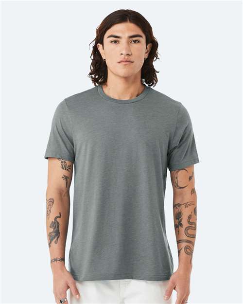 Custom Embroidered BELLA + CANVAS CVC Jersey Tee 3001CVC Heather Blue Storm