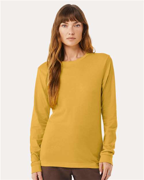 Custom Embroidered BELLA + CANVAS Heather CVC Long Sleeve Tee 3501CVC Heather Mustard