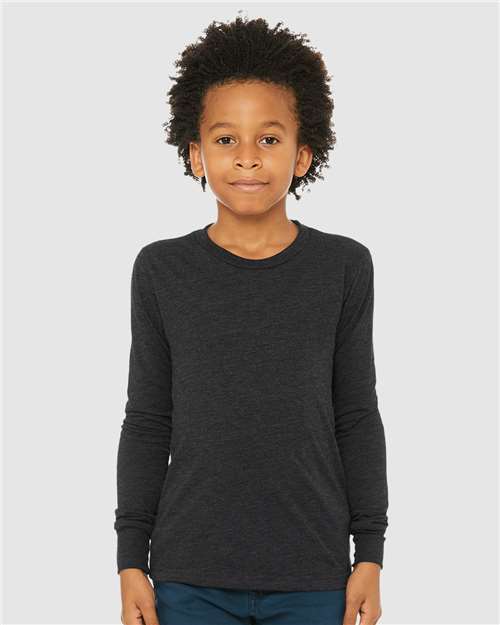 Custom Embroidered BELLA + CANVAS Youth Triblend Long Sleeve Tee 3513Y